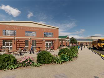 Rendering of a Cafetorium Entrance Perspective