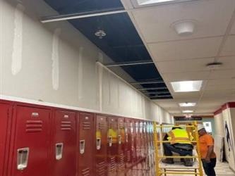 First Floor Hallway - wall taping in progress